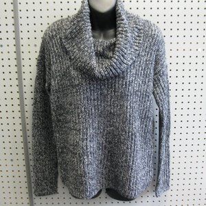 Lands’ End Cowl Neck Sweater Size S, Black/White NWT